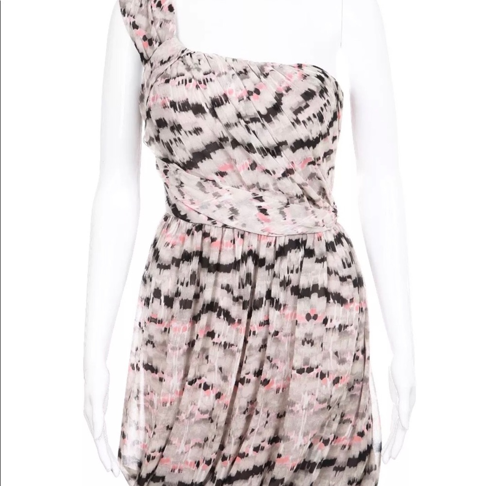 BcBg one shoulder pink bubble cocktail dress 10